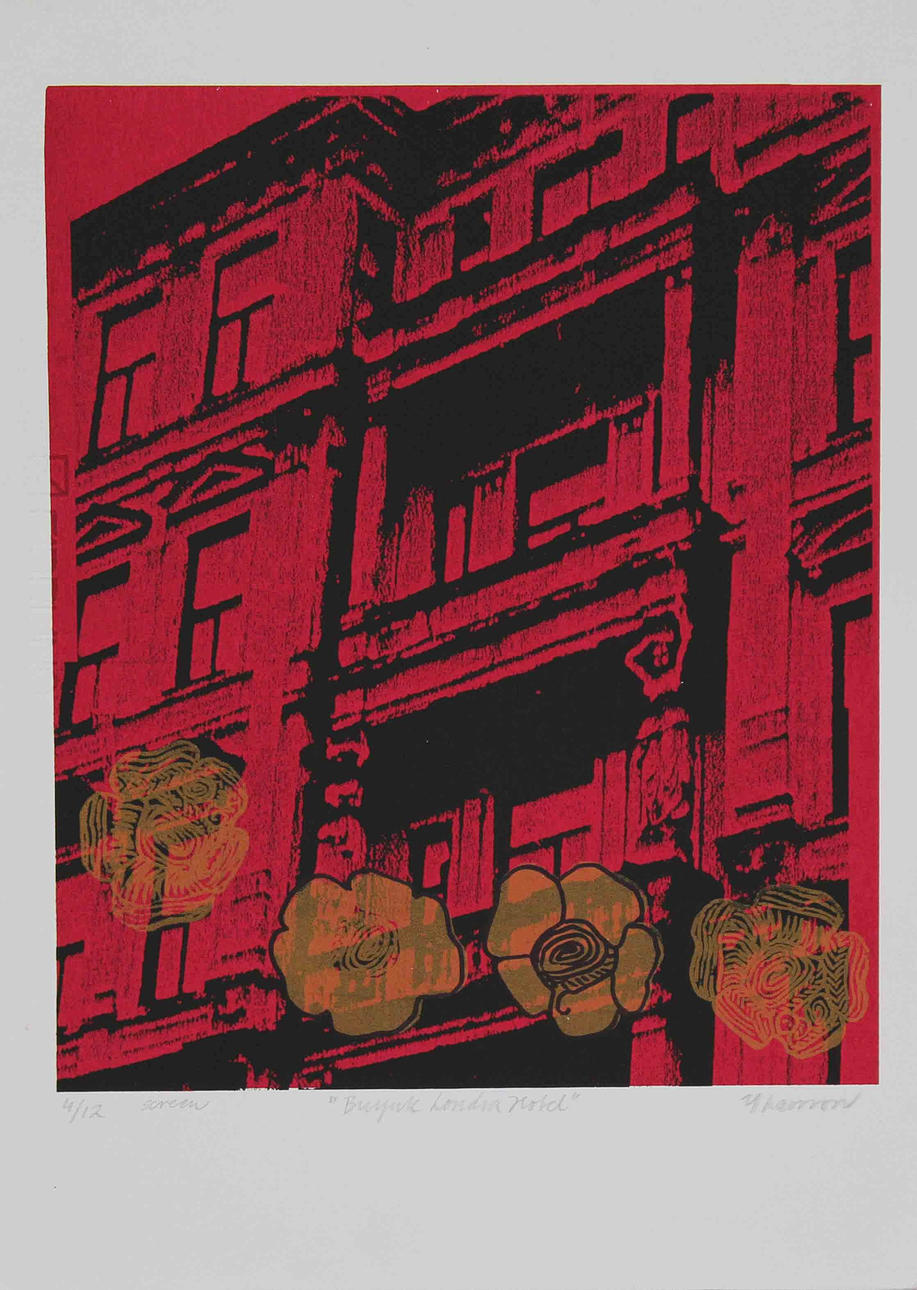 YVONNE LARSSON. "Buyuk Londra Hotel". Sceentryck. Signerad Y Larsson. 4/12.