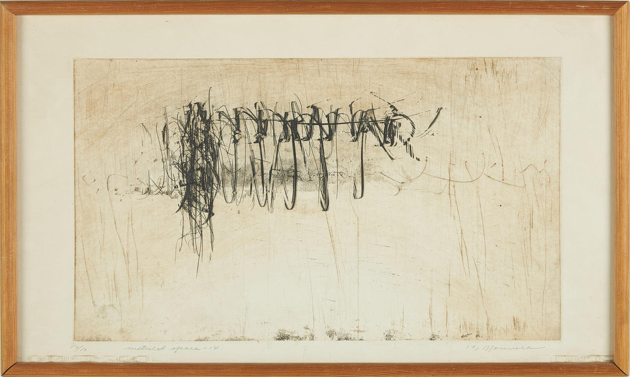 HITOSHI NOMURA (JAPAN, FÖDD 1945). "Metrical space", drypoint, etching, signed and numbered 10/10.