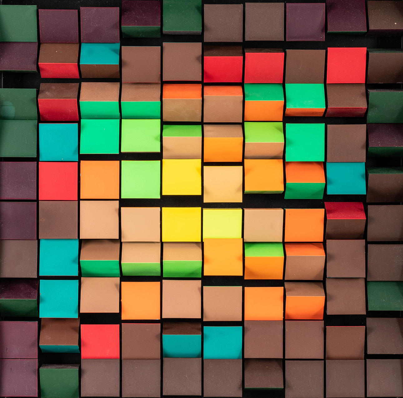 S. MITRA. Wall object with adjustable cubes.