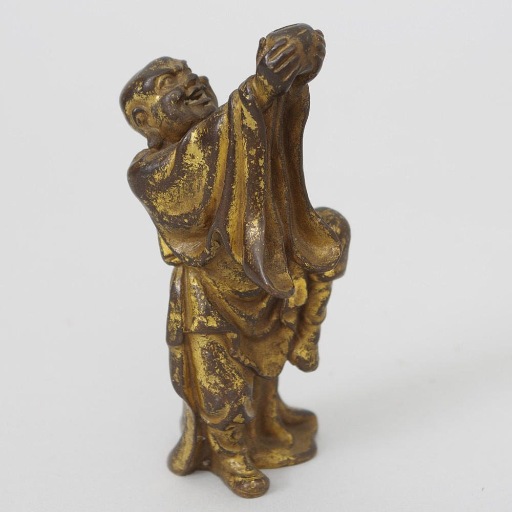 SKULPTUR, Buddha, förgyllt brons, 1800-tal.