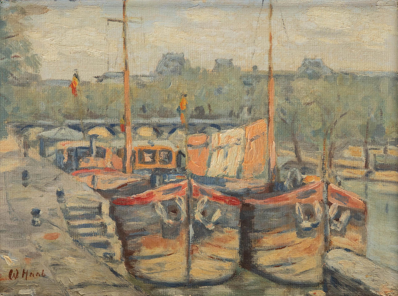 W. HAAB. Schiffe im Hafen.