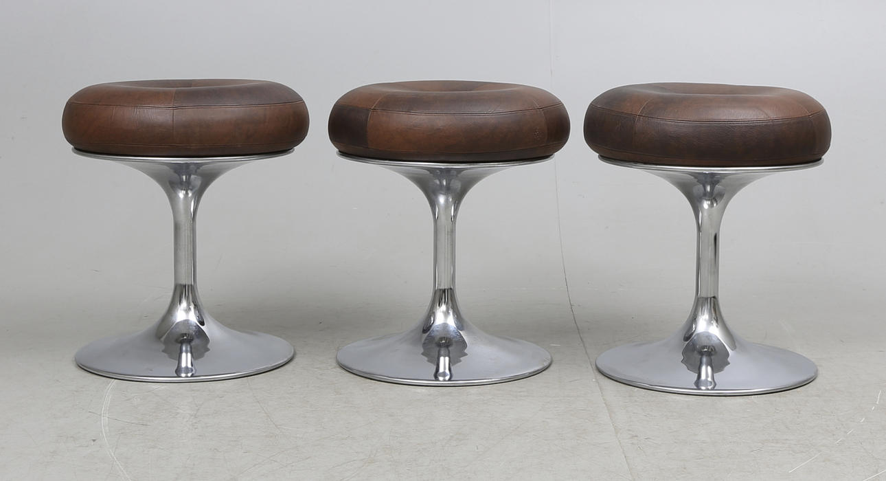 TABURETTER, 3 st, Johansson design, Markaryd 1960-70-tal.