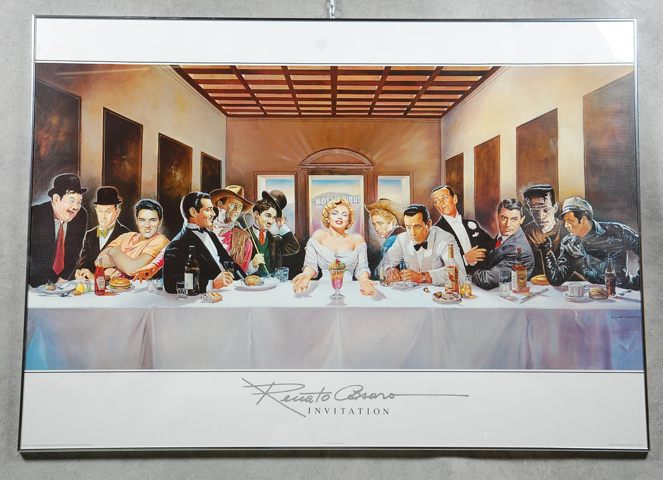 RENATO CASARO. plansch, " Måltiden ".