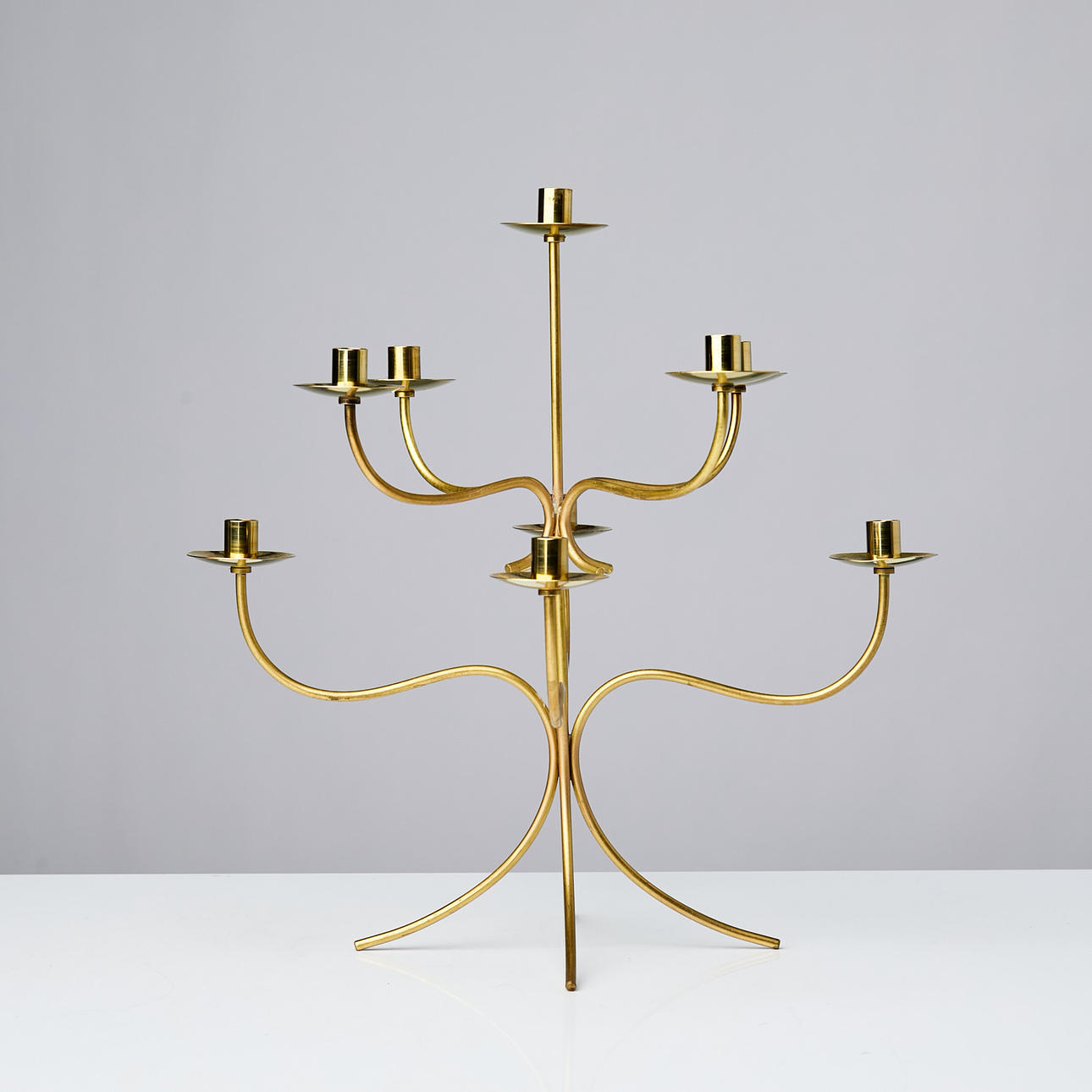 LJUSSTAKE, 9 ljuspipor, mässing.