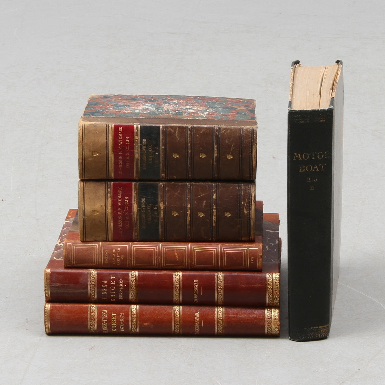 BÖCKER, 6 st, bland annat "Fransk-Tyska Kriget", 1870-1871 samt "Finska Kriget 1808-1809, C. O. Nordensvan 1895, 1898.