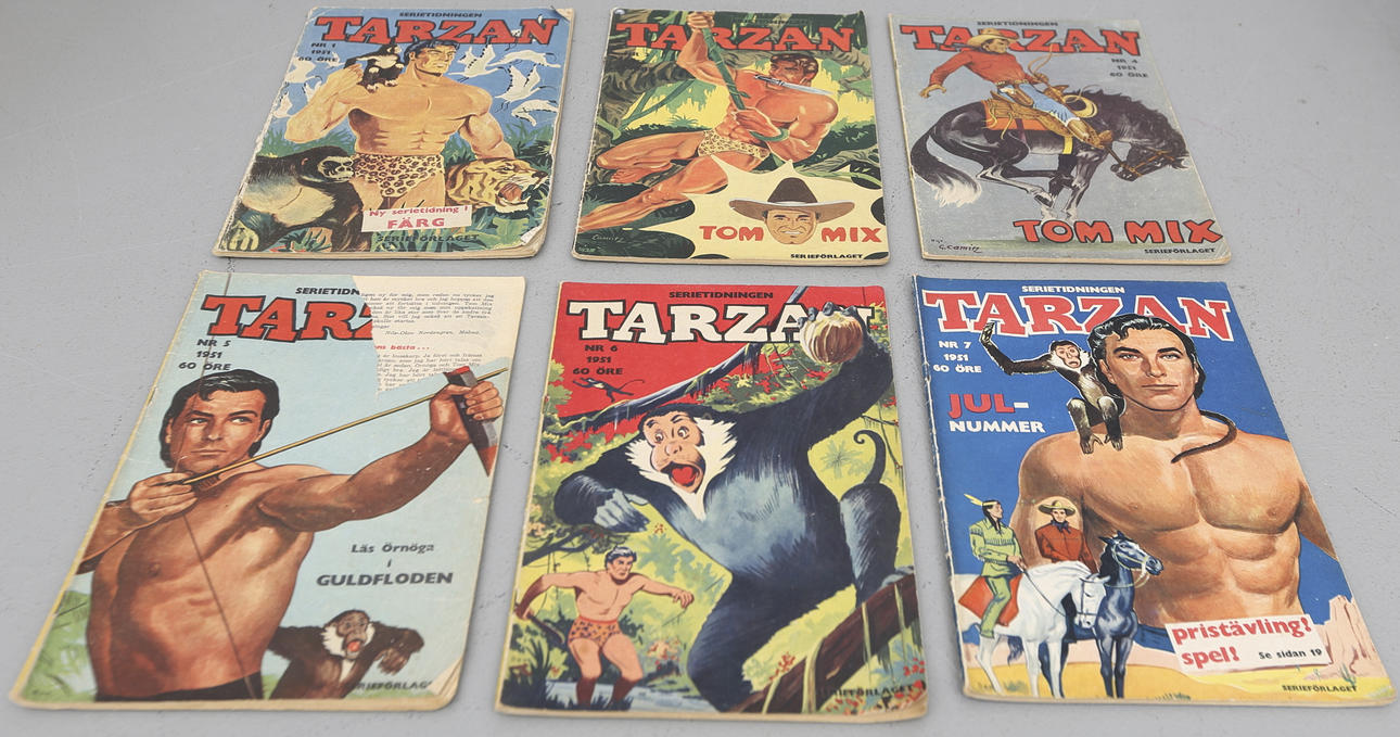 SERIETIDNINGAR, 6 st, Tarzan, 1951.