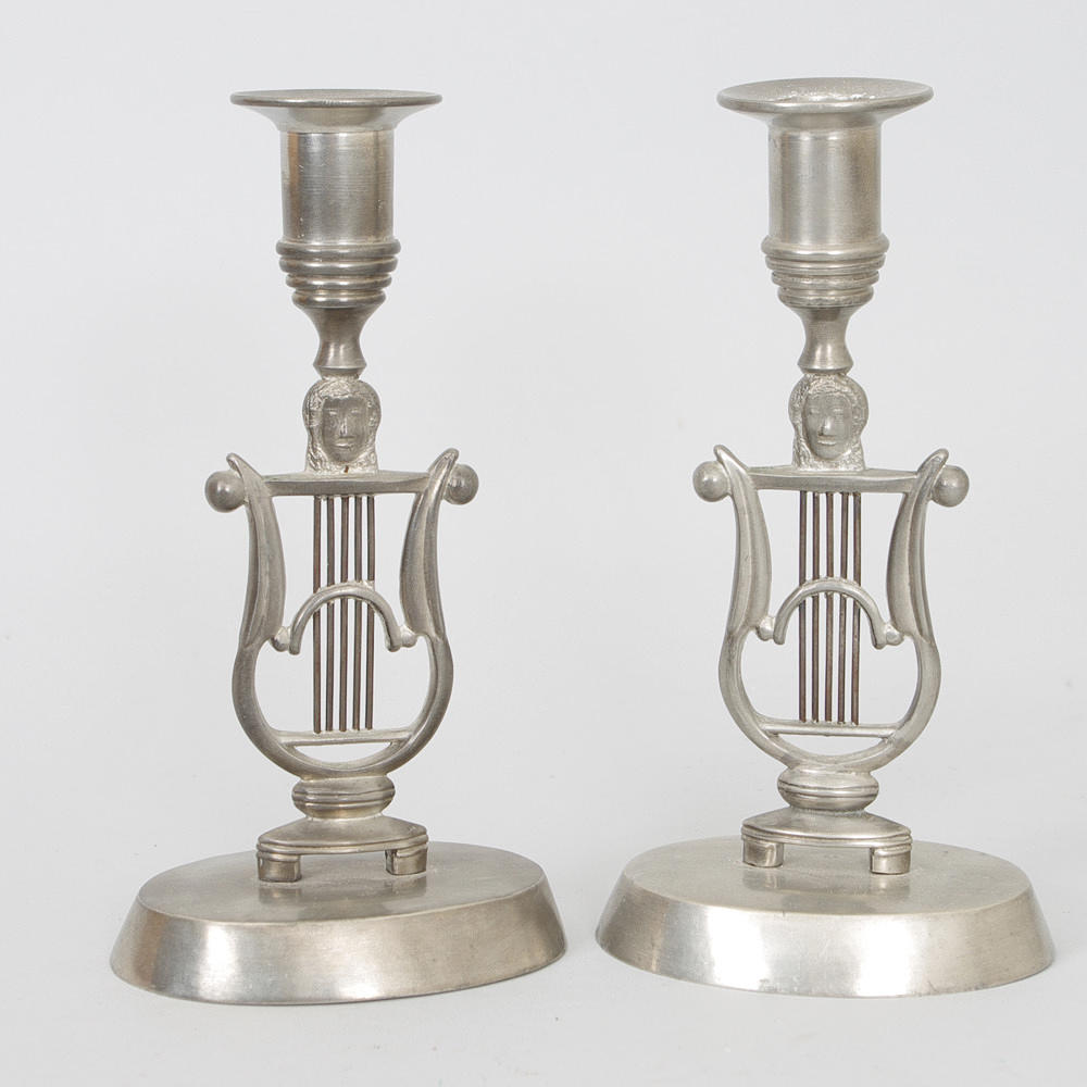 LJUSSTAKAR, tenn, empirestil, Norrahammar tenn.