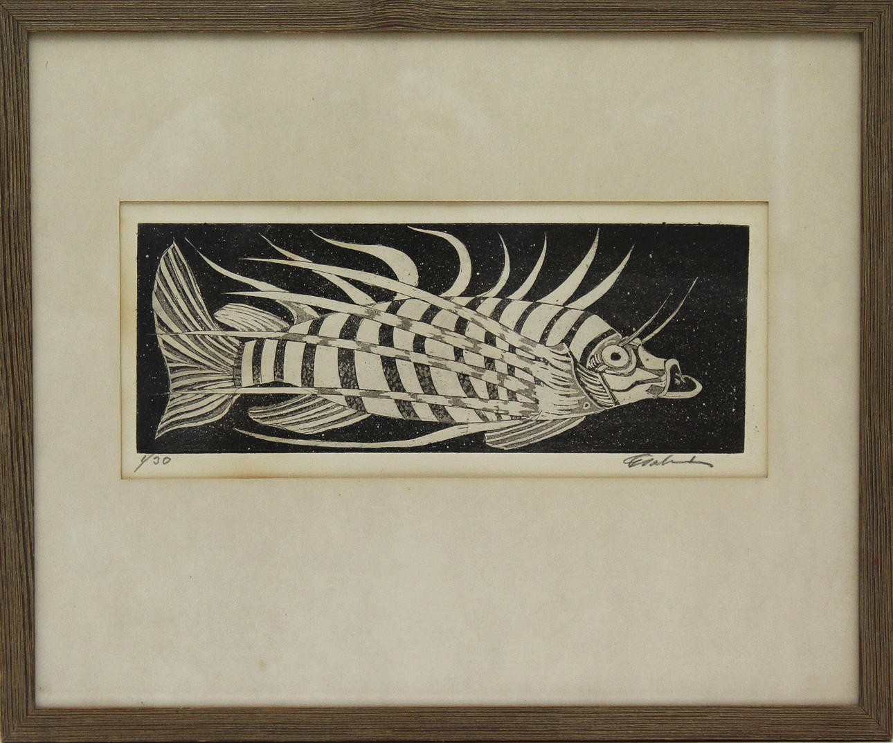 GEORG GALMIN. Fisk.Träsnitt. Signerad G Galmin. 1/30.