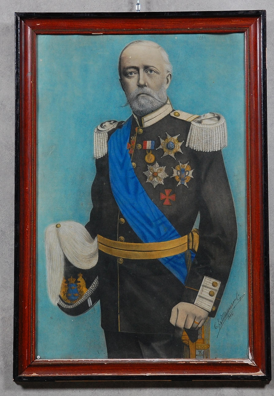 OIDENTIFIERAD KONSTNÄR. blandteknik, " Oscar ll " signerad, daterad 1905.