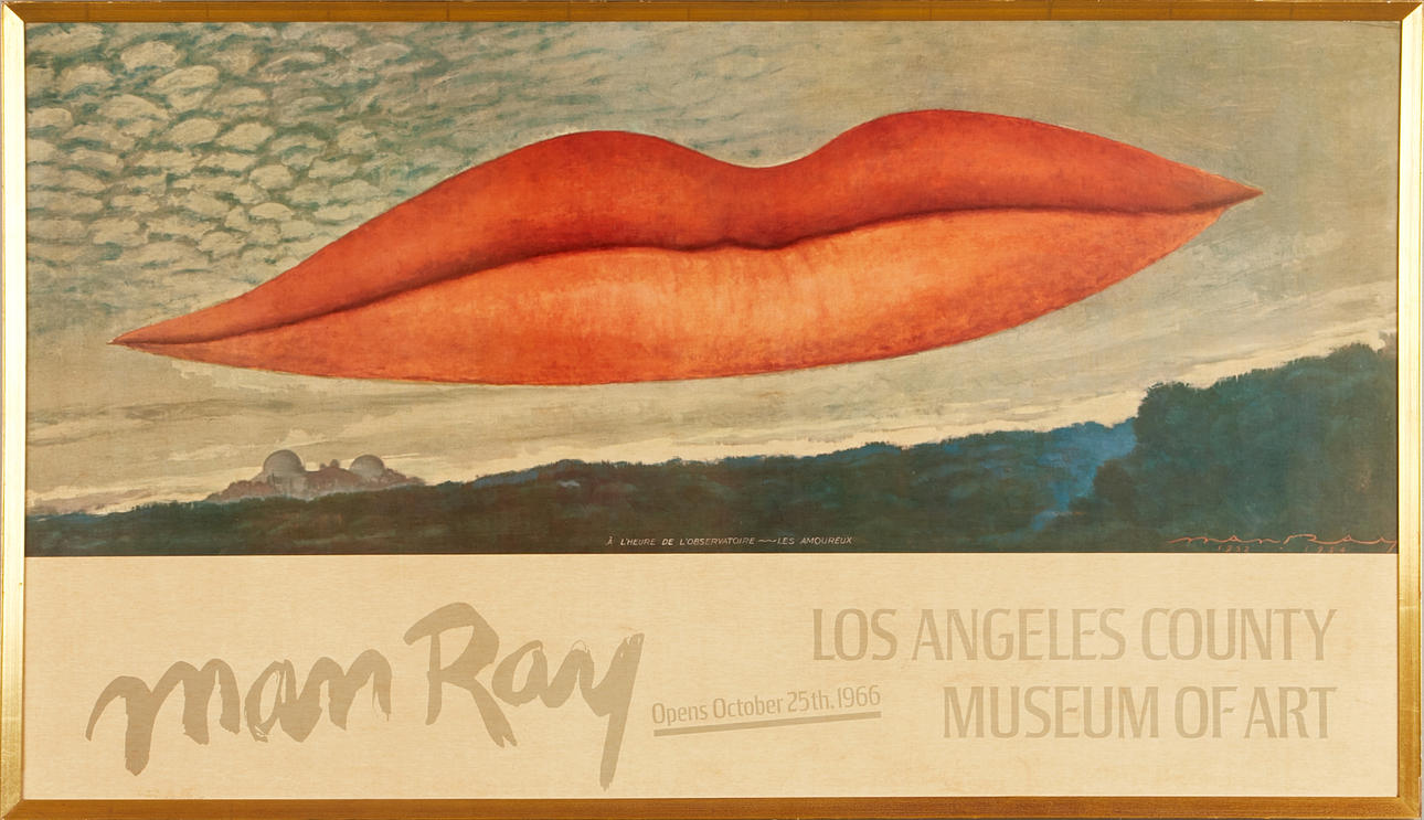 MAN RAY LOS ANGELES COUNTY MUSEUM OF ART LES AMOUREUX , signed in the print, original vintage poster 1966.