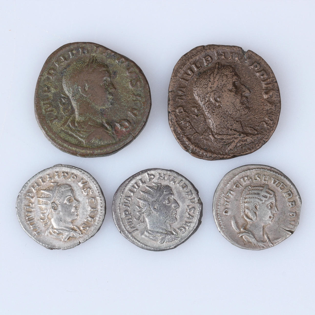 MYNT, 5 st, sestertius och antoninian, Philip I, Philip II, Otacilia Severa, 244-249 e.kr.