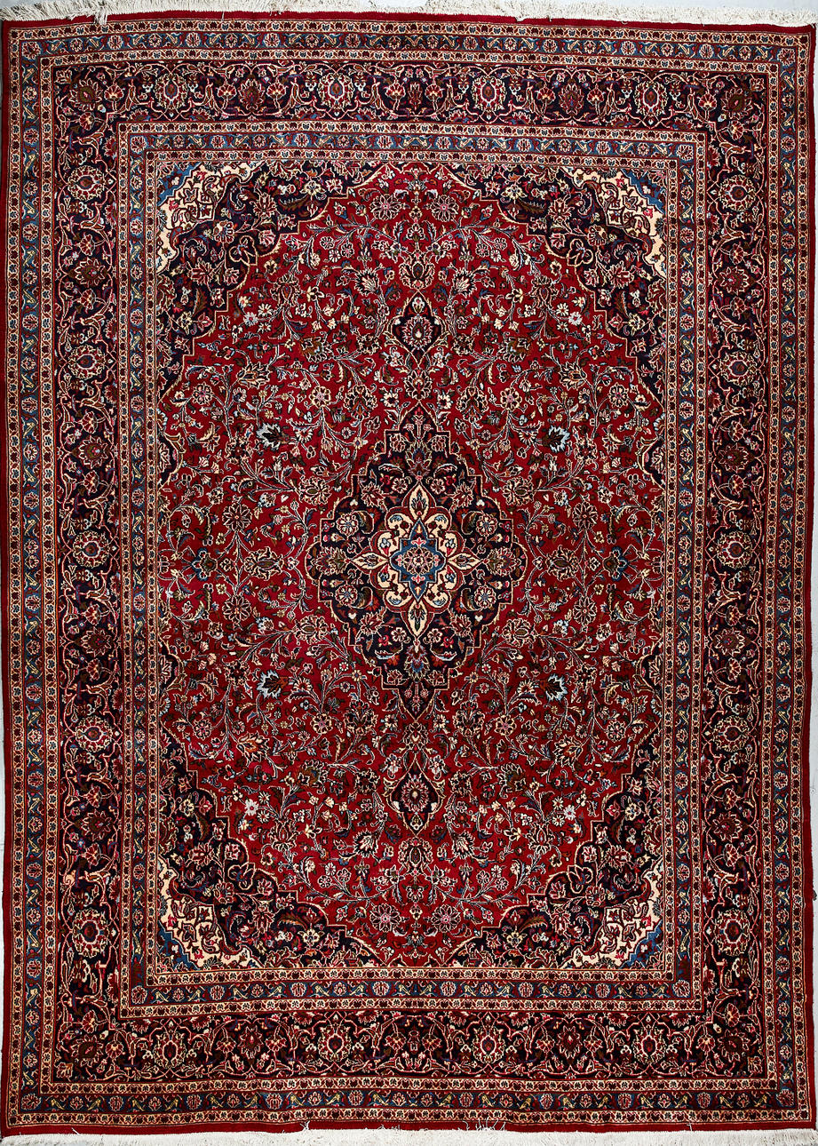 PERSISCHER TEPPICH, Mashhad/Keshan-Muster, halbantik, 386x289 cm.