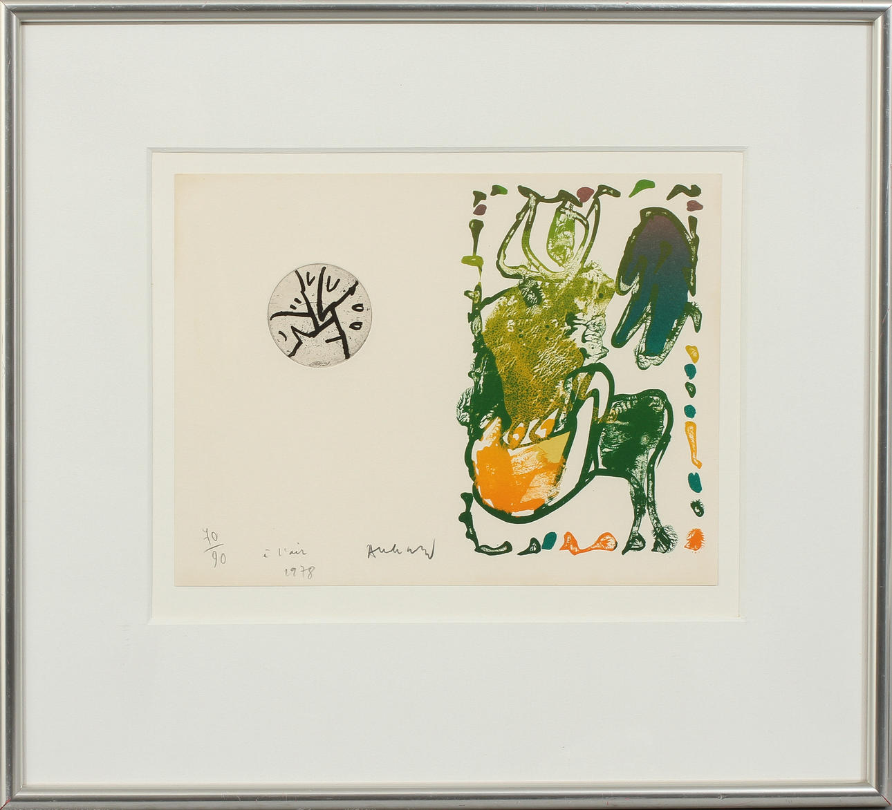 PIERRE ALECHINSKY. Figurkomposition. Litografi och etsning, sign och numrerad 70/90.