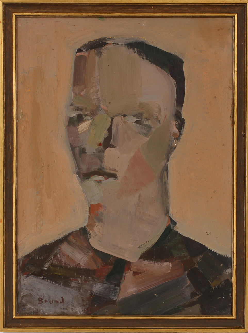ERLAND BRAND. Självporträtt, olja på pannå, sign.