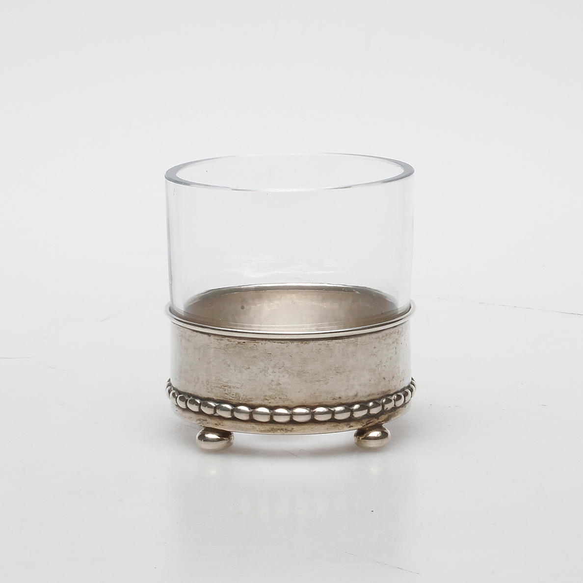 VAS, silver och glas, fot med pärlkant, K Andersson, Stockholm.