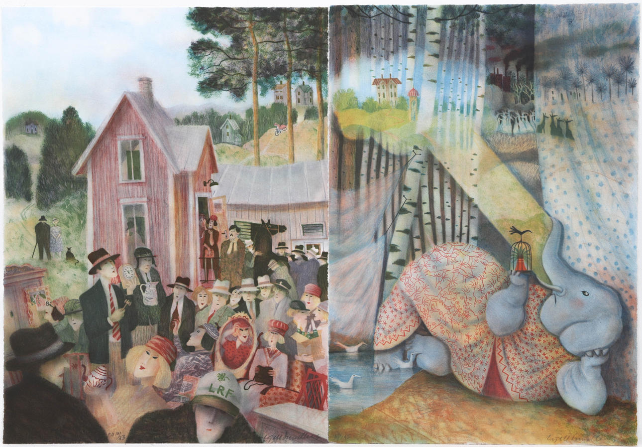 KJELL SUNDBERG. COLOR LITHOGRAPHY 2 pcs, signed and numbered.