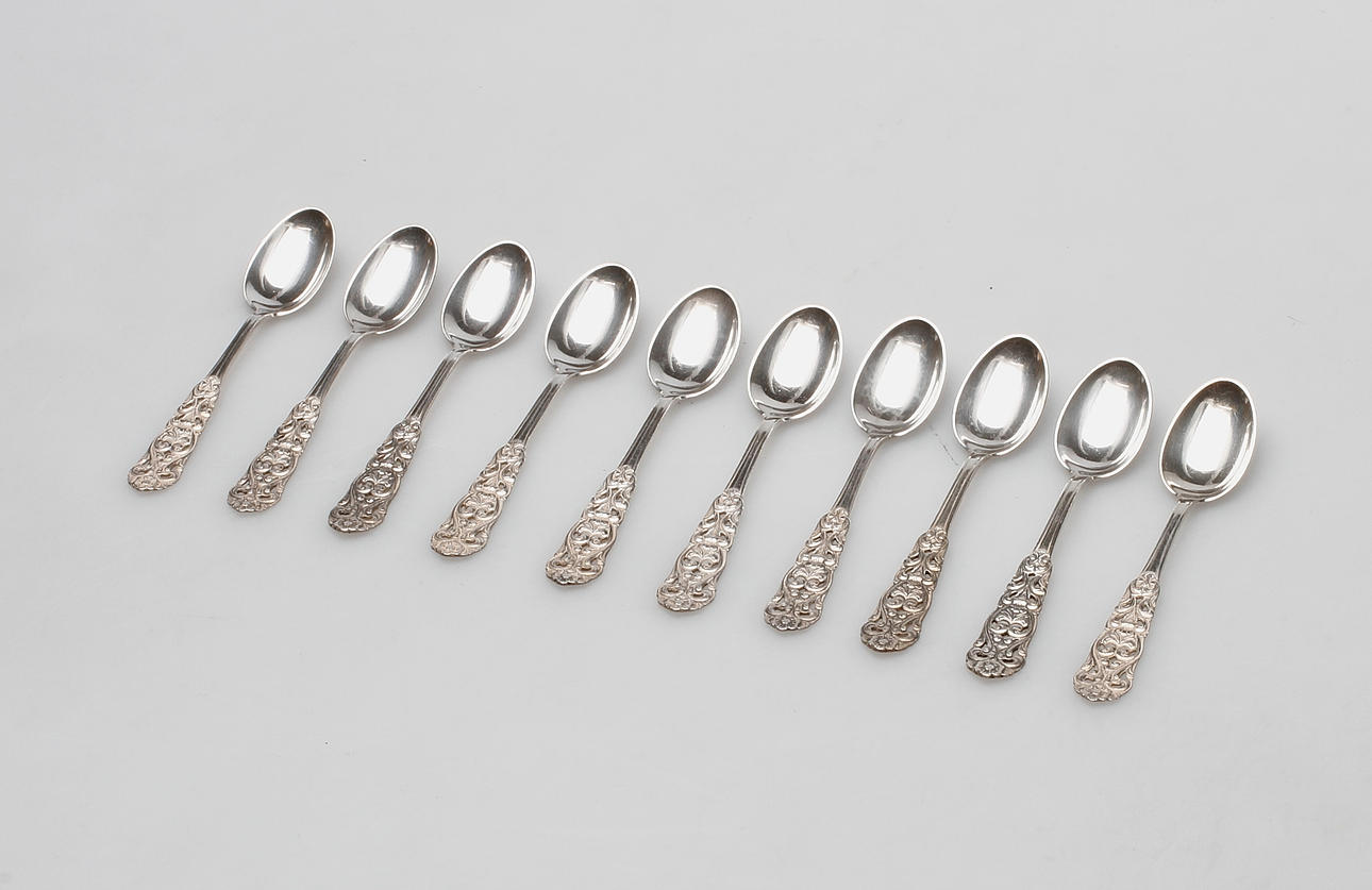 KAFFESKEDAR, 10 st, silver, 89 gram.