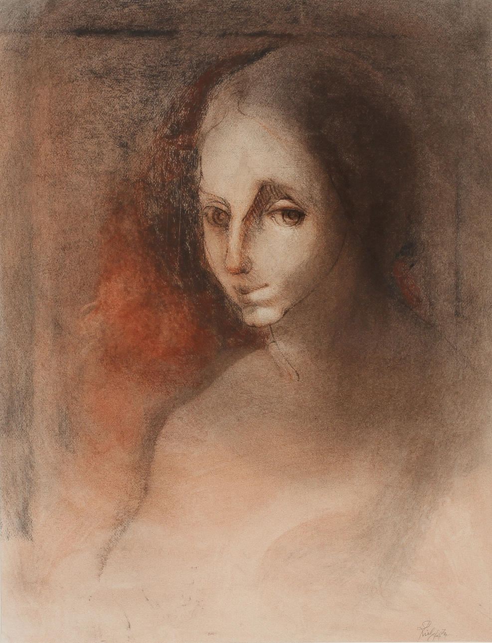 HEINRICH RICHTER. Porträtt, pastell, sign o dat 74.