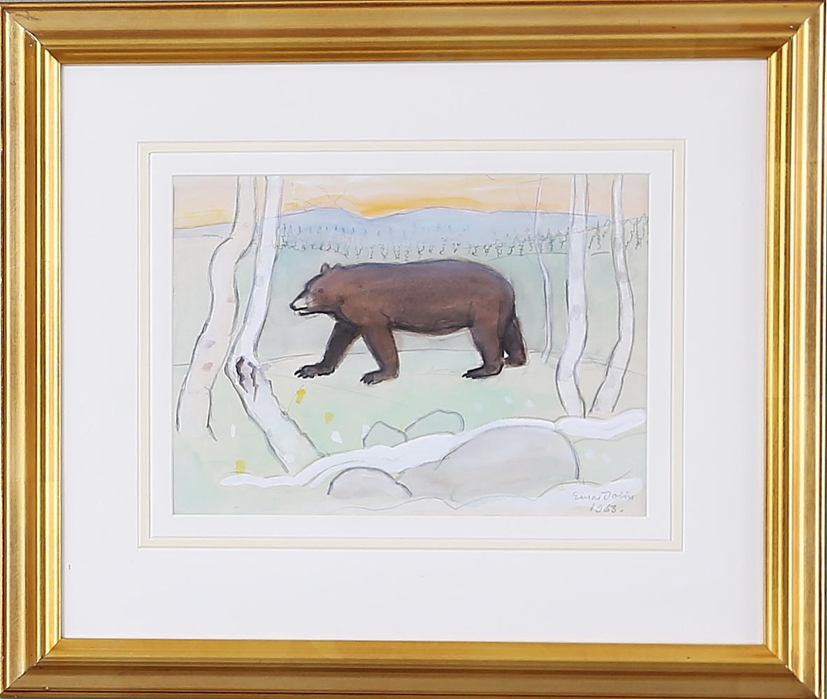 EINAR JOLIN. Björnen, akvarell, signerad o daterad Einar Jolin.