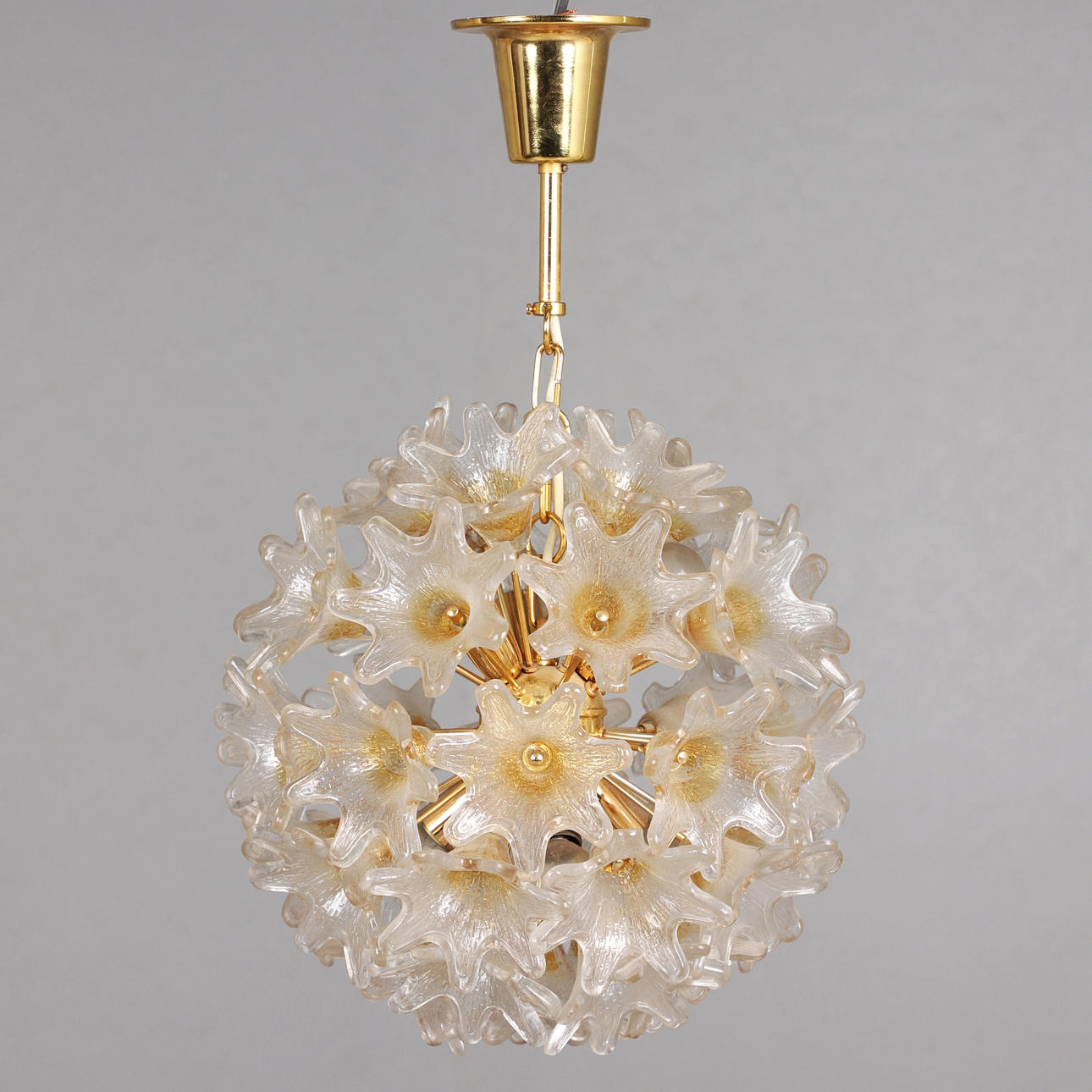 Pendant light / ceiling light, glass, brass, 1960s.