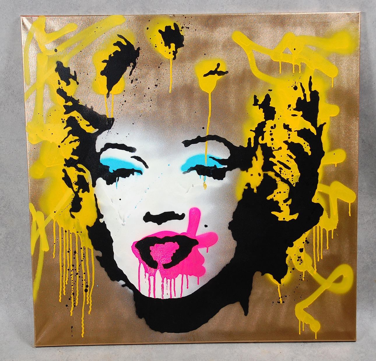 MICHAEL KADAZ. 1980- , akryl på duk," The golden Marilyn " We Love Andy Warhol.