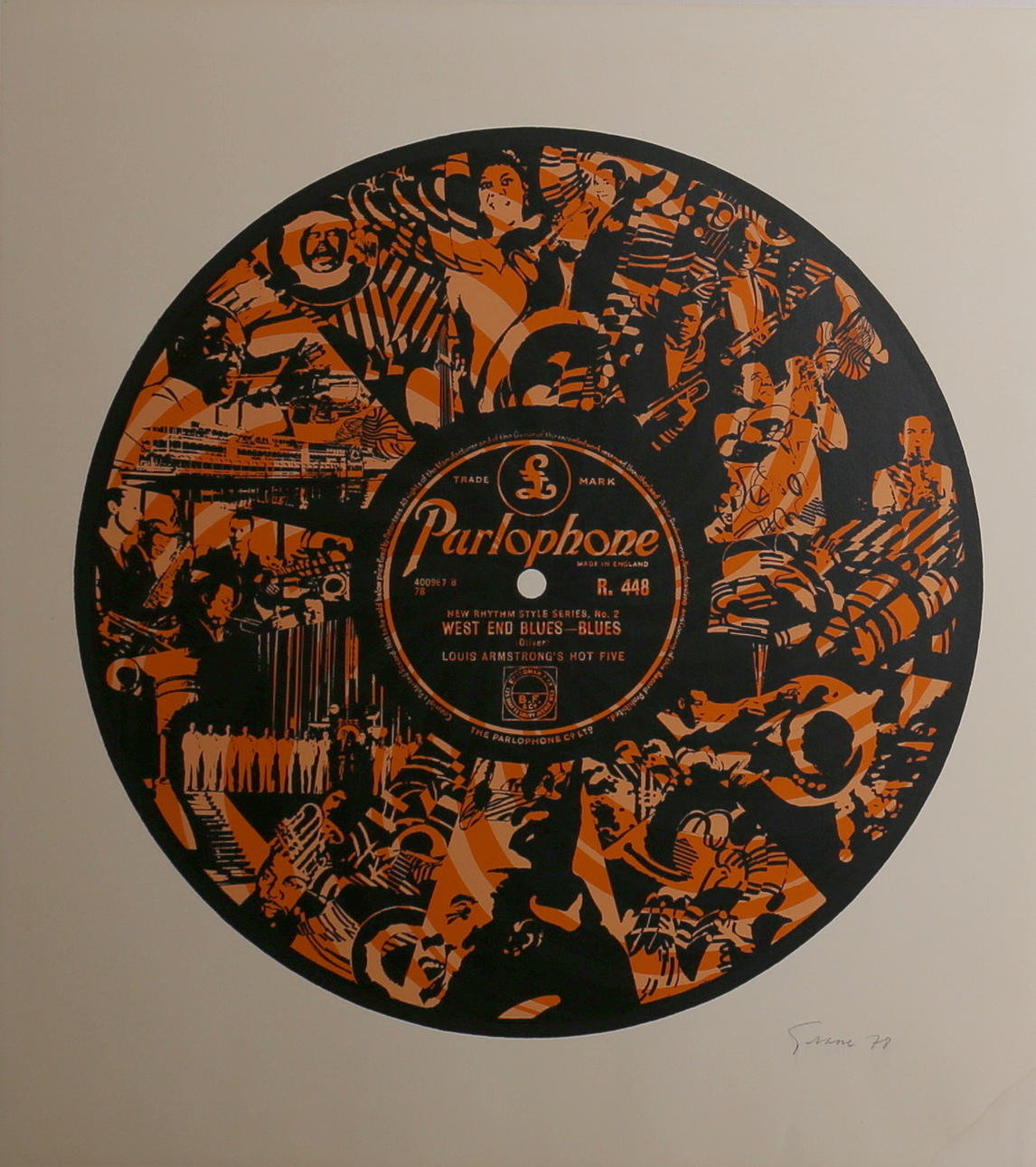 KNUT GRANE. Parlophone. Färgserigrafi. Signerad Grane och daterad -78.