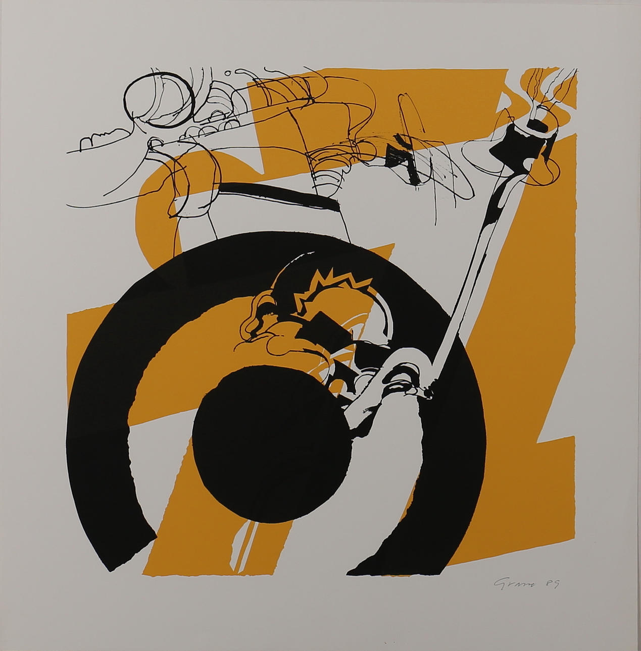 KNUT GRANE. Komposition. Färgserigrafi. Signerad Grane och daterad -89.