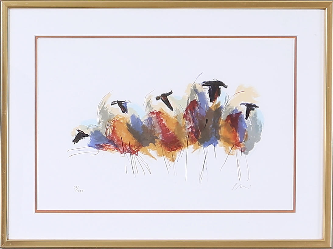 ANDERS PALMER. Fårskocken, litografi, signerad Palmér.