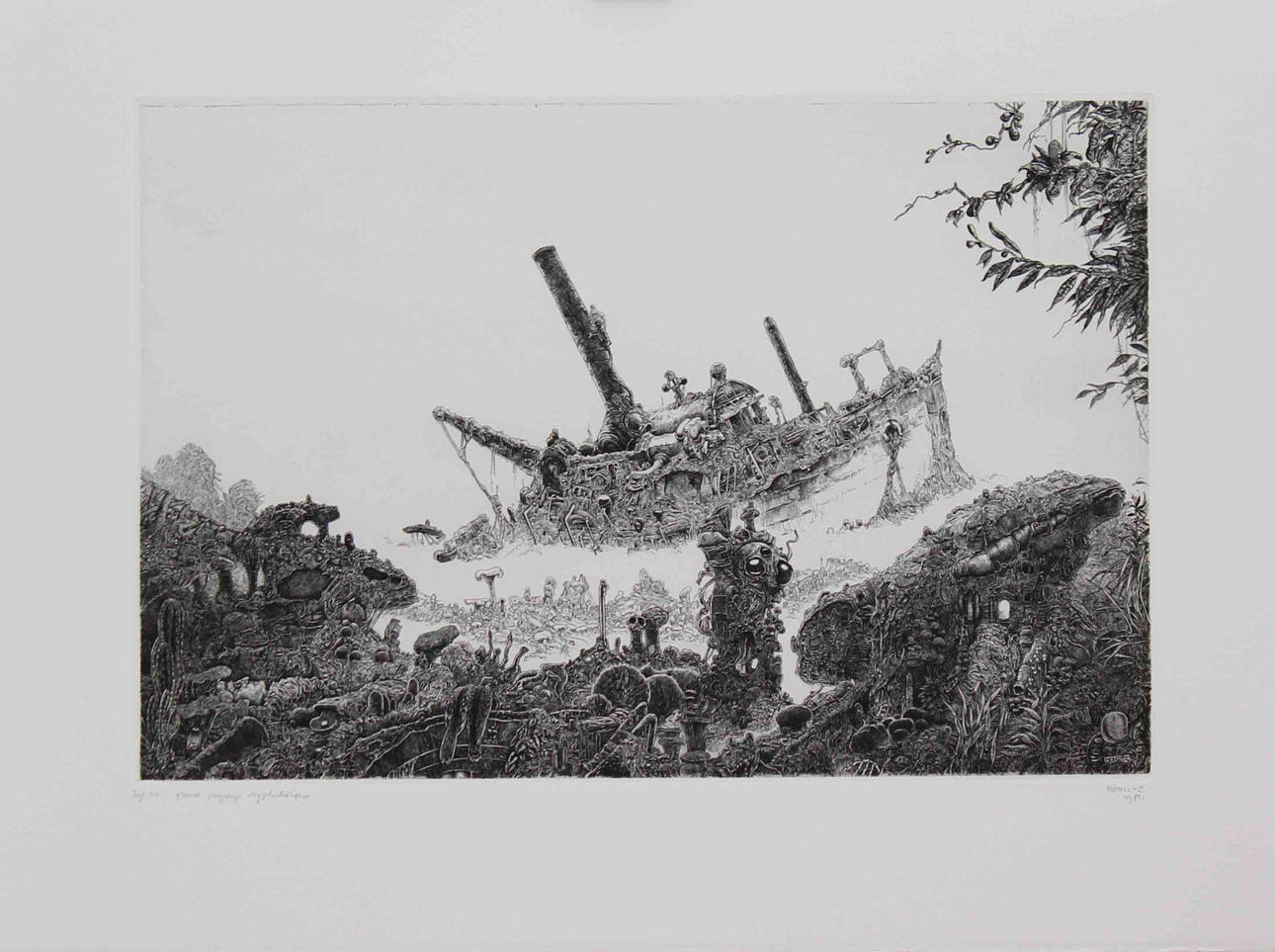 PHILIPPE MOHLITZ. "grand paysage syphilitique". Etsning. Signerad Mohlitz och dat 1984. 30/110.