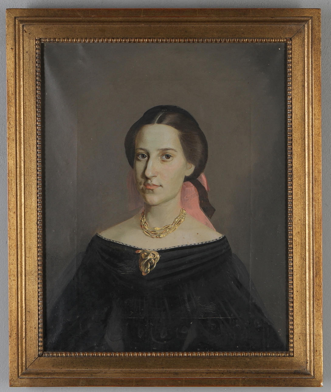 OIDENTIFIERAD KONSTNÄR. Porträtt, olja på duk, signerad Sjödin samt daterad 1860.
