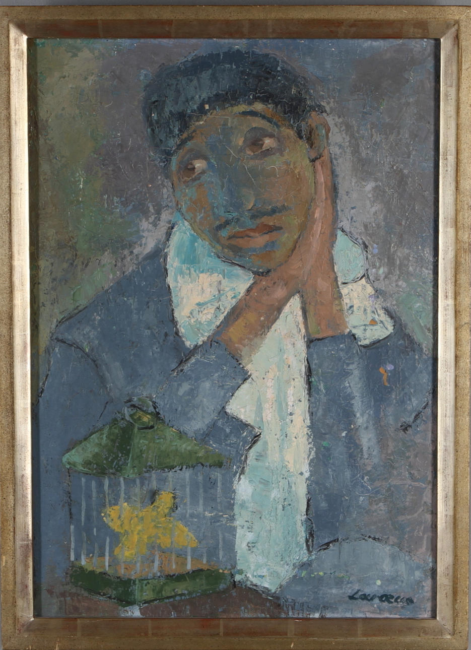 LARS-OLOV LARAEUS. Mansporträtt, olja på duk, signerad.