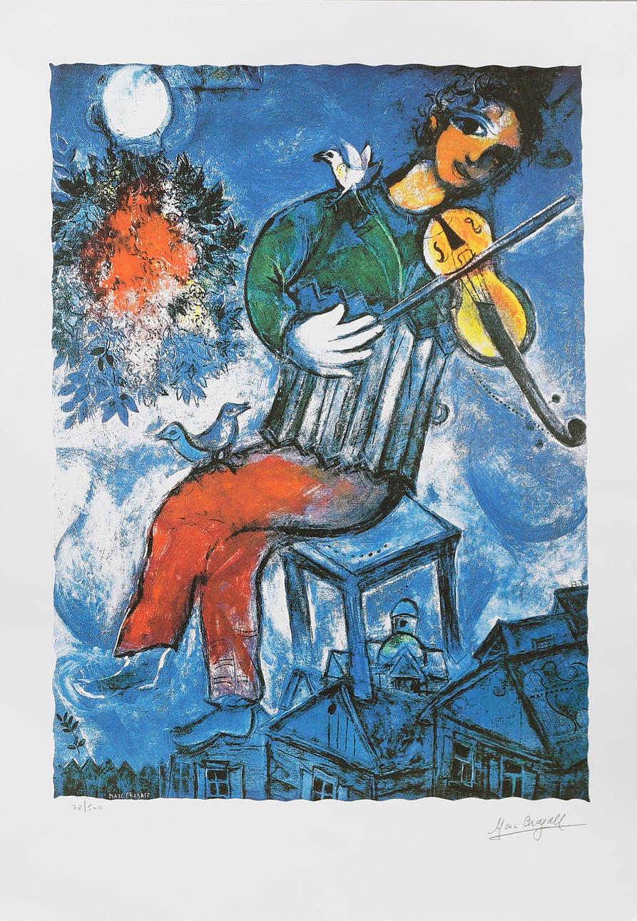 MARC CHAGALL. SEGÚN. "Le Violoniste bleu".