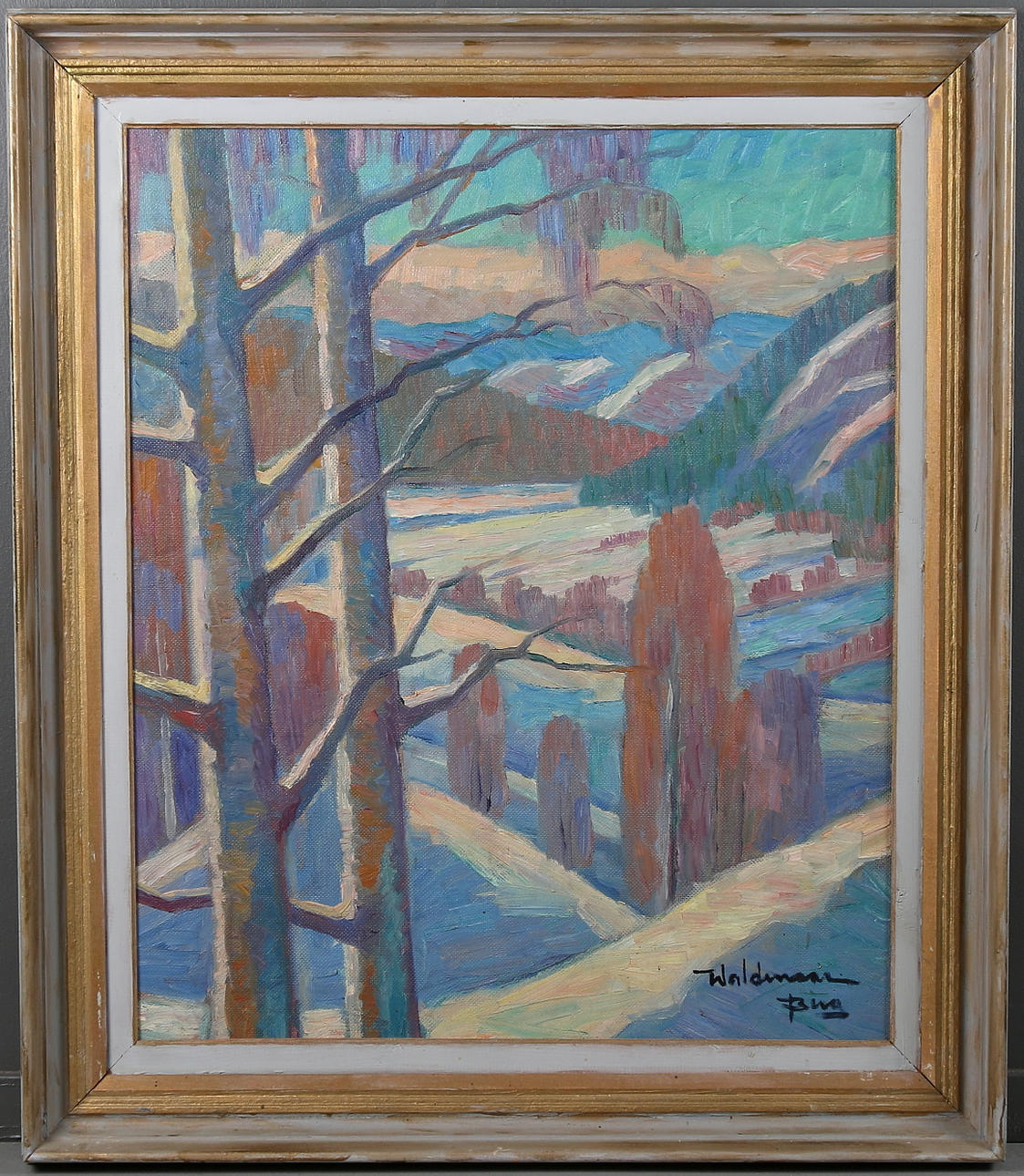 WALDEMAR BERG. Olja på pannå, signerad.