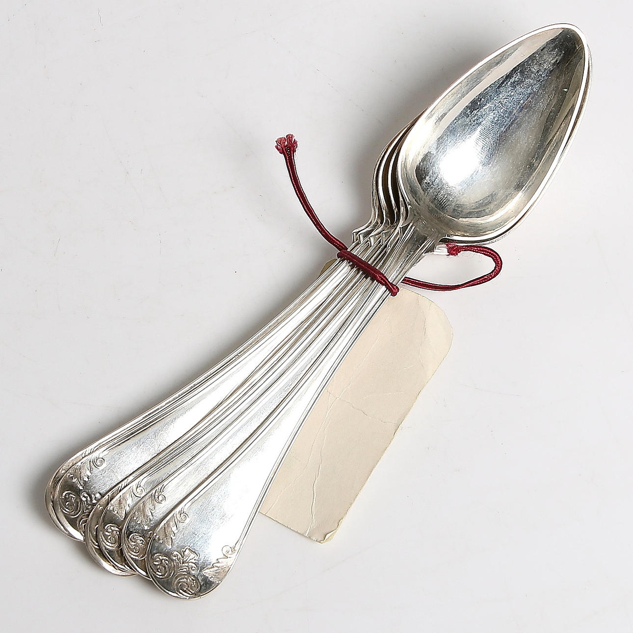 SKEDAR, 6 st. silver, Mattias Helén, Västervik. 1850-tal.