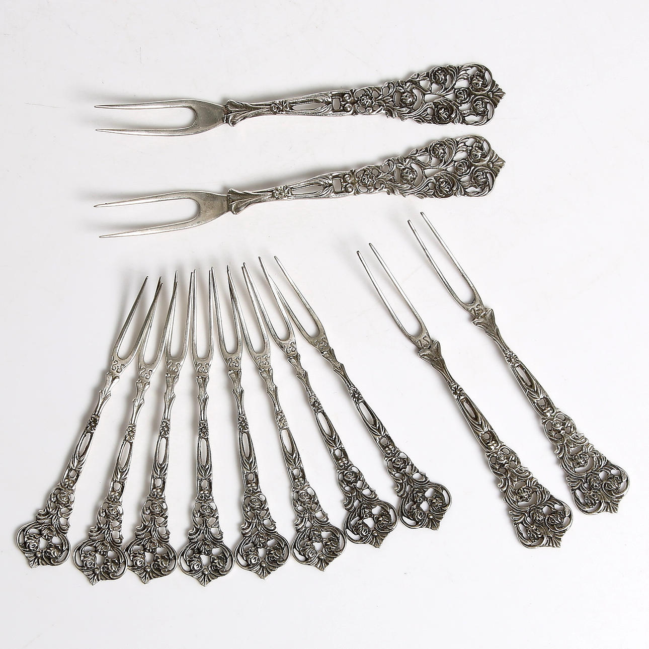 SMÖRGÅSGAFFLAR, 12 st, GEWE, 1900-tal. Vikt 220 gram.