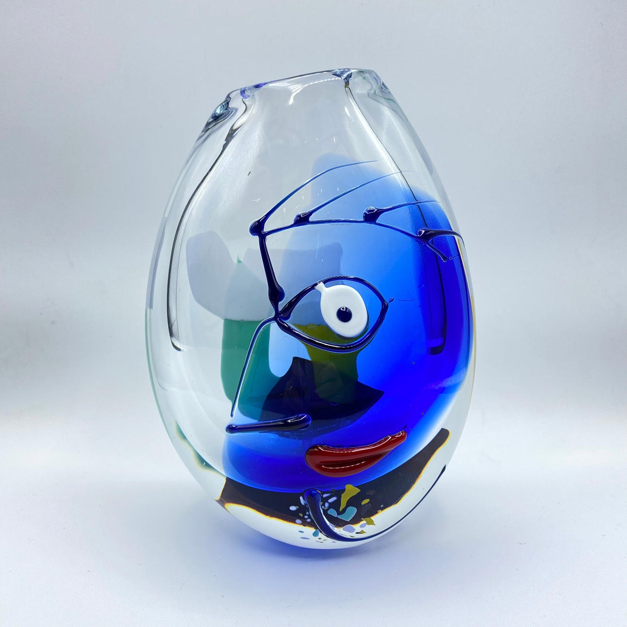 JARRÓN DE CRISTAL DE MURANO ESTILO PICASSO.