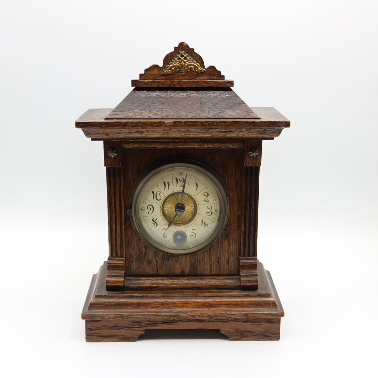 HOLZ KAMINUHR MECHANISCH ANTIK.