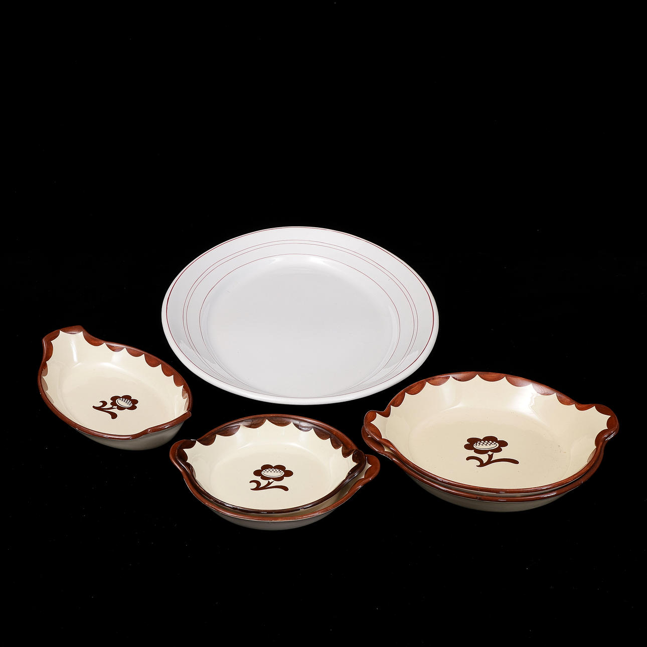 FAT, 6 st, porslin, "Pyro", "Granit", Gustavsberg.