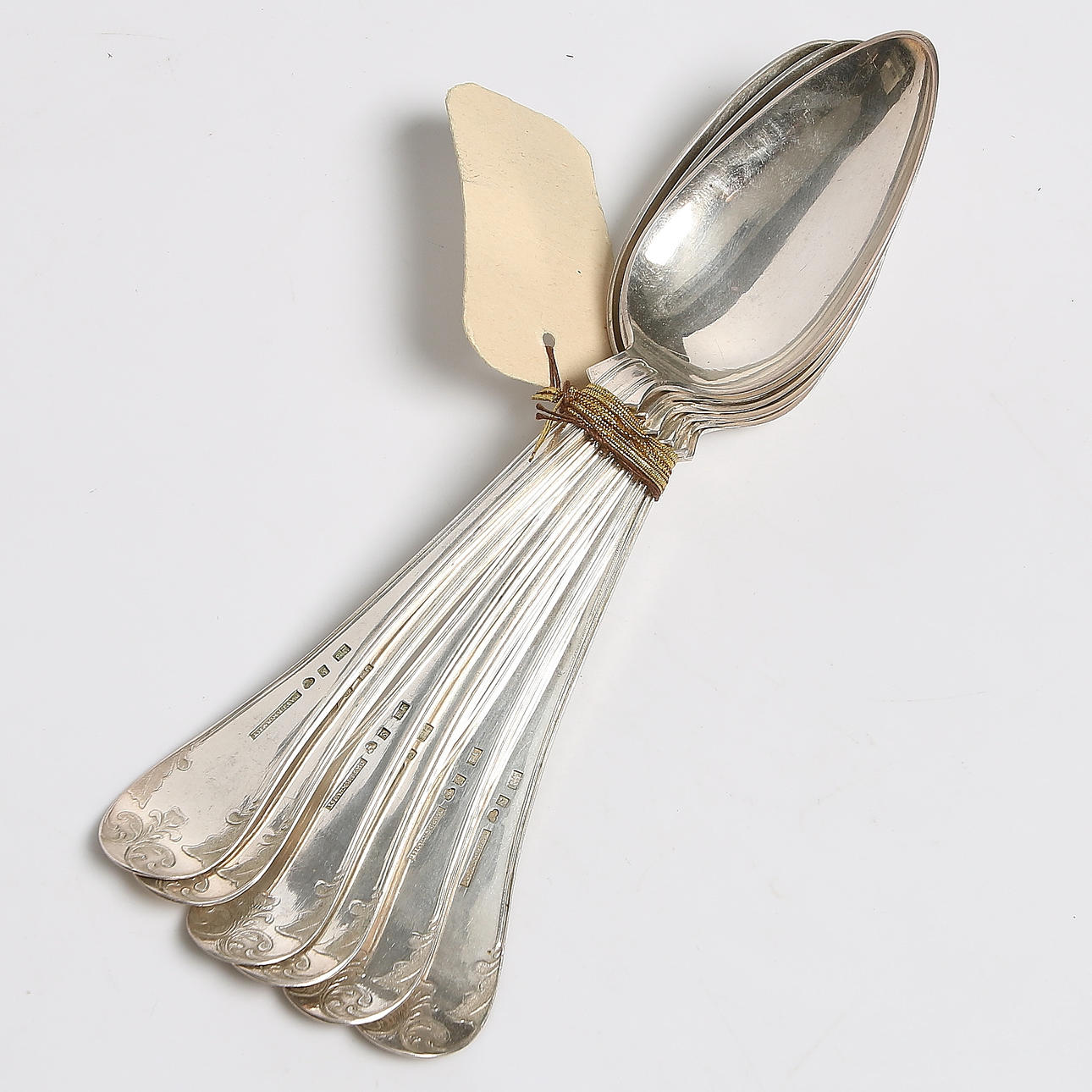 SKEDAR, 6 st, silver, Olof Abel Fernqvist, Sundsvall 1871 Vikt 264 gram.