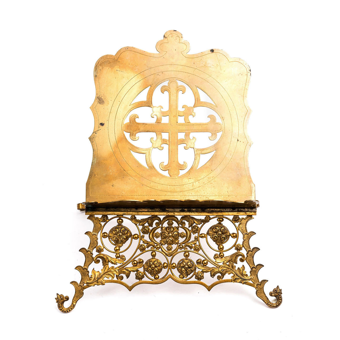 BOKSTÄLL, mässing, sent 1800-tal.