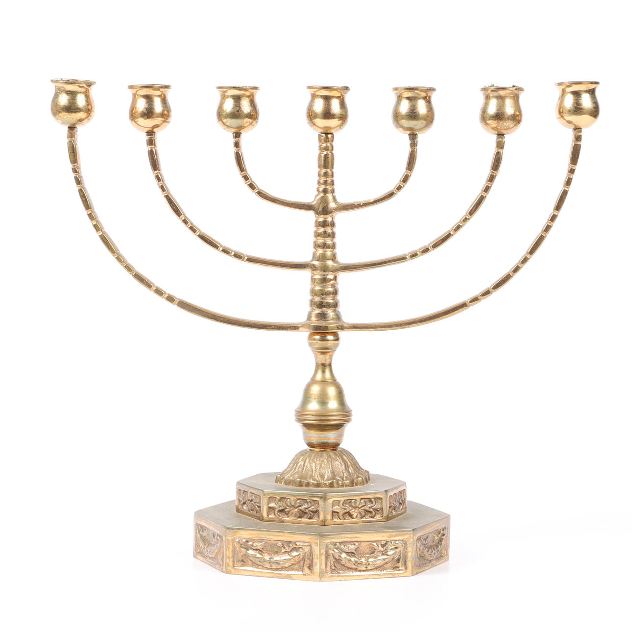 CANDELERO, menorá, latón, 1900.