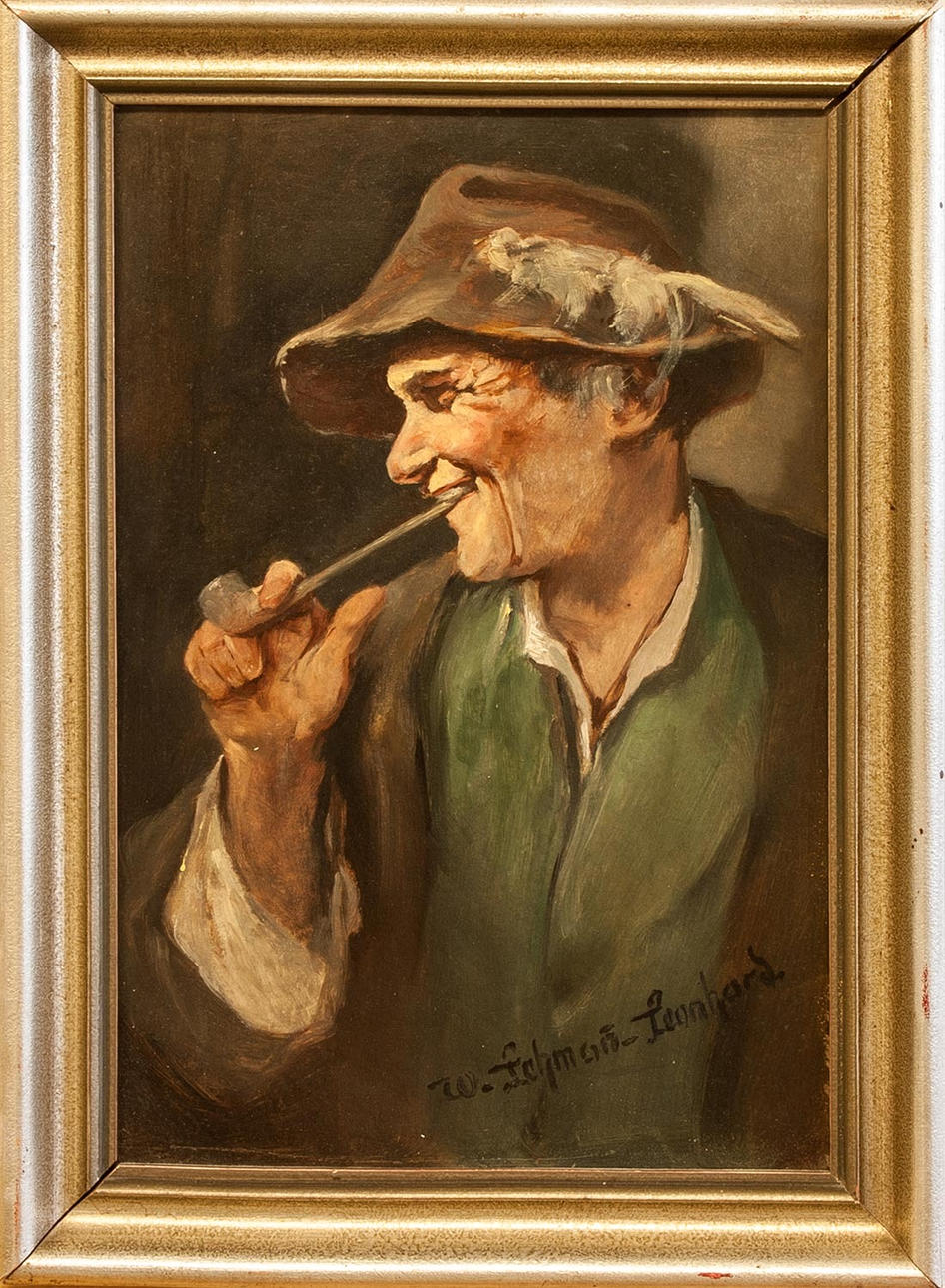 WILHELM LEHMAN-LEONHARDT. Portrait of a man smoking a pipe.