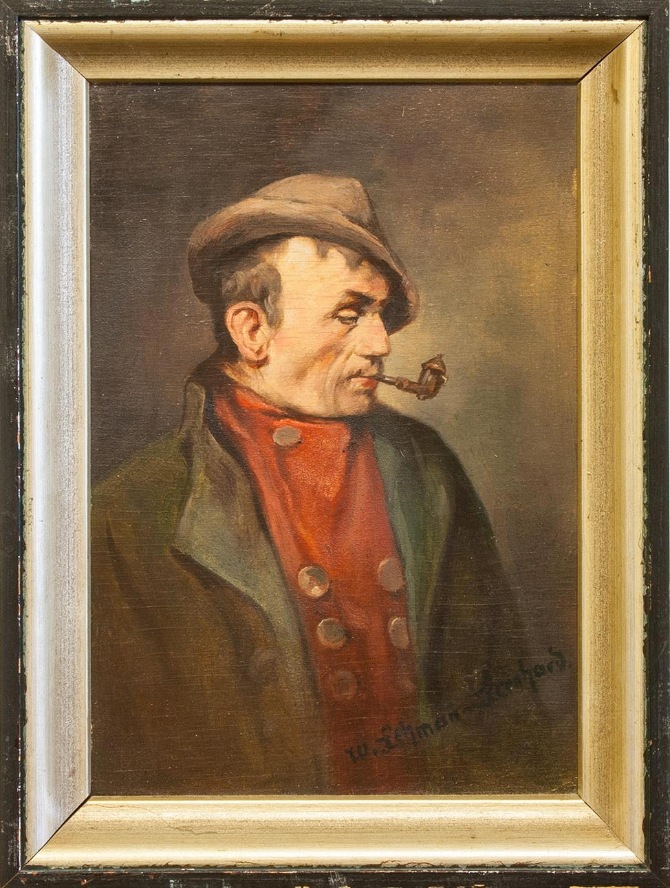 WILHELM LEHMAN-LEONHARDT. Porträtt av en man röka pipa.