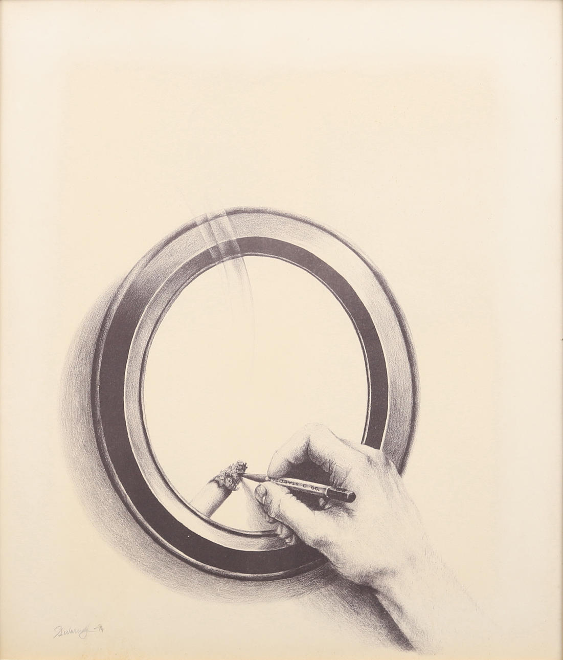 BERTIL WARNULF. Mirror, drawing signed and dated -74.