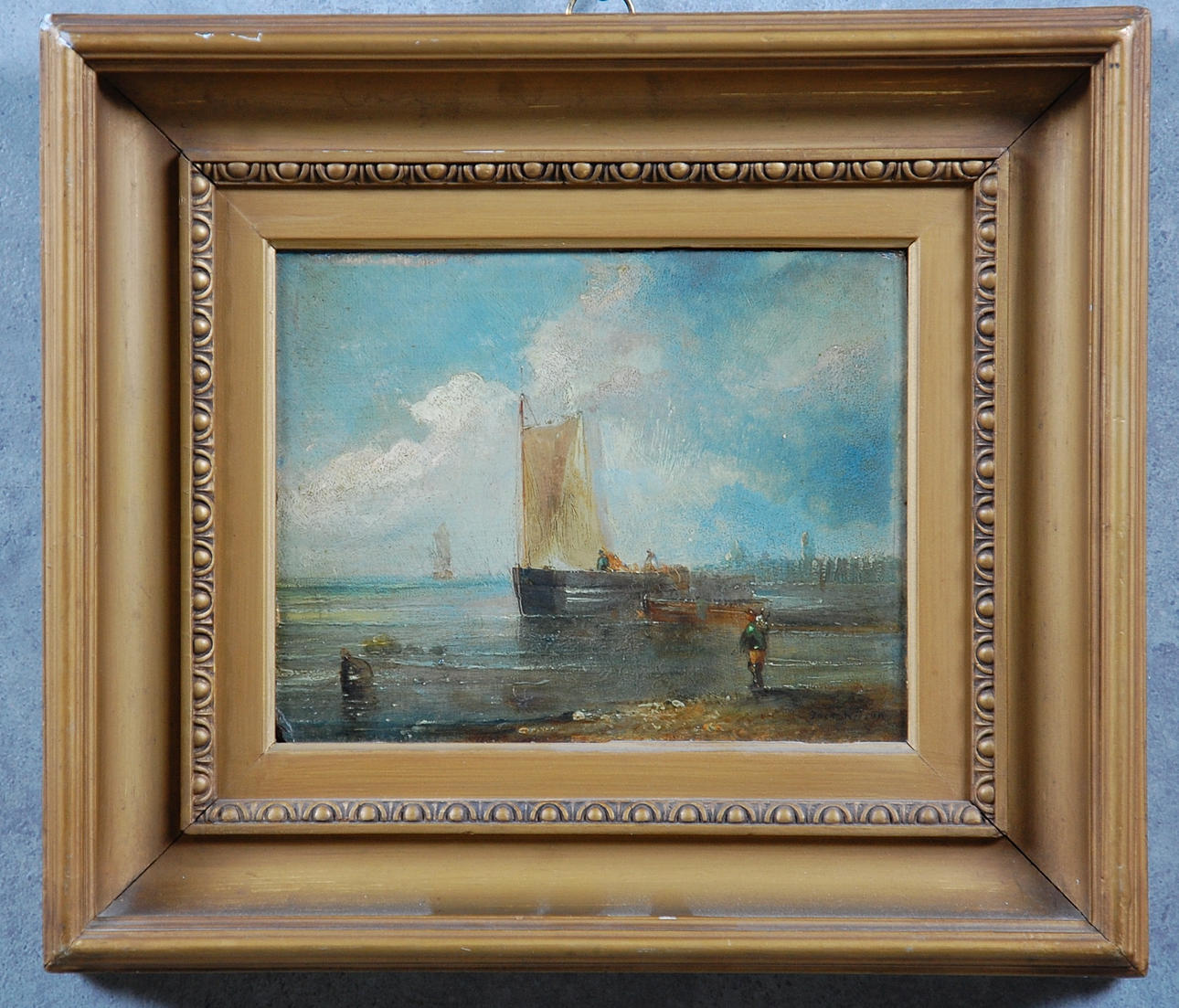 JOHN JOCK H  WILSON. 1774-1855, " Kustmotiv " olja på pannå, 1800-tal signerad.