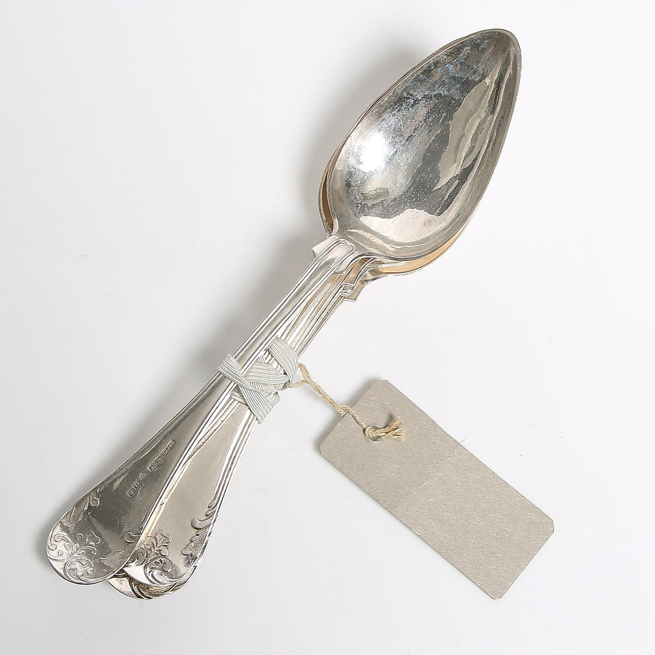 SKEDAR, 6 st, silver, Olof Abel Fernqvist, Sundsvall. 1800-tal. Vikt 236 gram.