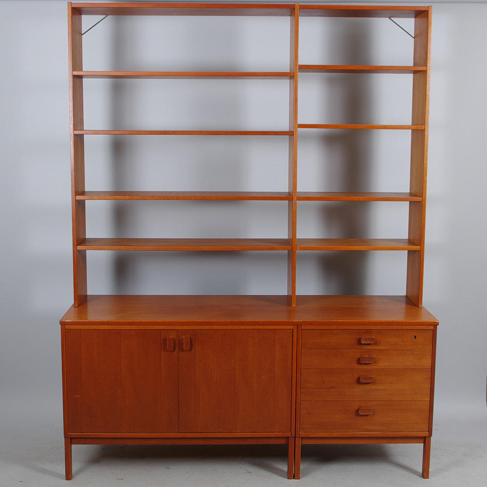 BOKHYLLA MED SKÅP OCH LÅDOR, teak, Ullferts Tibrå.