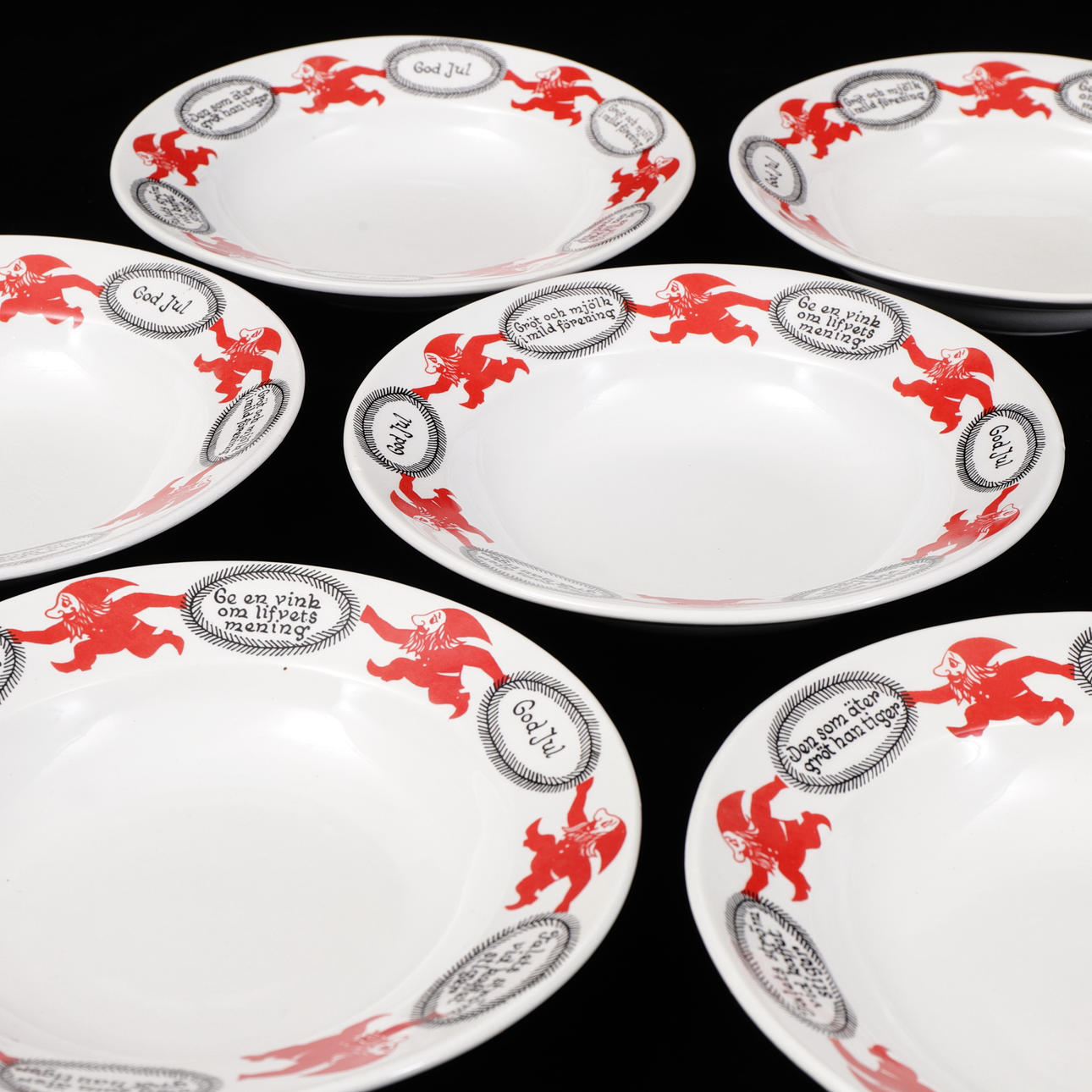 GROOT PLATE/DYBE PLATE, 6 stk, Glædelig jul, Ditmar Urbach. Keramik ...