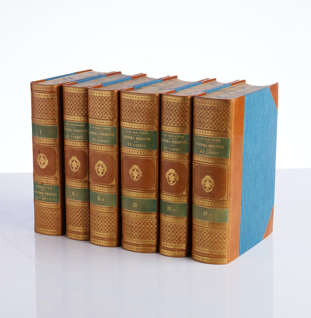 Carlander, Swedish library and bookplate in fine binding. 6 volumes.