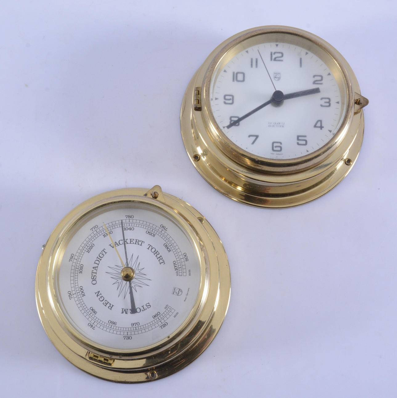 KLOCKA SAMT BAROMETER, mässing, Philips.